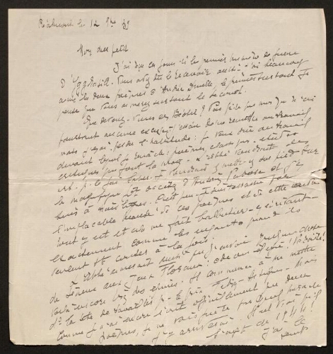 Lettre de Louisa Paulin à René Rouquier, le 12 novembre 1939