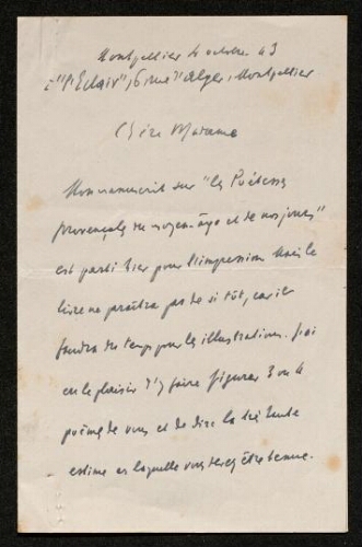 Lettre de Jules Véran à Louisa Paulin, le 4 octobre 1943