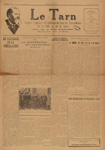 Tarn : Organe populaire de défense des ouvriers, paysans, artisans et petits commerçants (Le), n°4, 30 janvier 1937