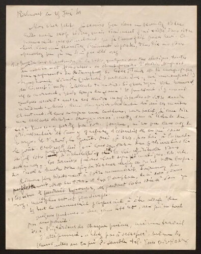 Lettre de Louisa Paulin à René Rouquier, le 25 juin 1941