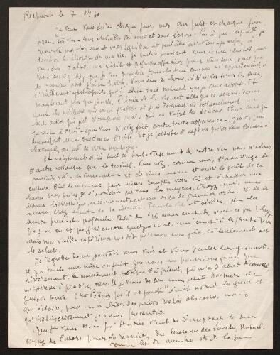 Lettre de Louisa Paulin à René Rouquier, le 7 novembre 1940