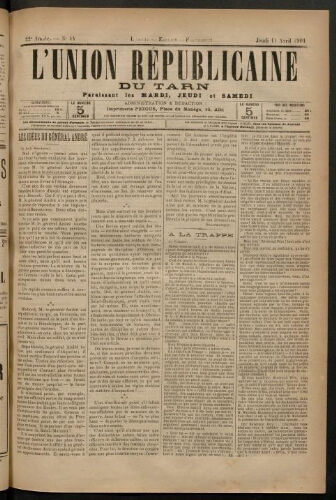 Union républicaine du Tarn (L’), 11 avril 1901