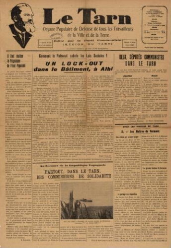 Tarn : Organe populaire de défense des ouvriers, paysans, artisans et petits commerçants (Le), n°10, 13 mars 1937