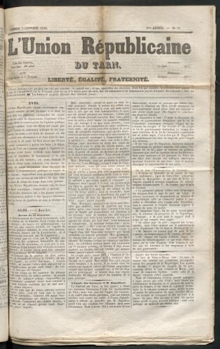 Union républicaine du Tarn (L’), 5 janvier 1850