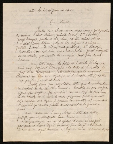 Lettre de Norbert Rouquette à Louisa Paulin, le 23 juin 1941