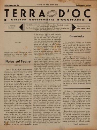 Terra d'Oc, n°9, septembre 1940