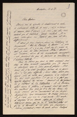 Lettre d'Antonin Perbosc à Louisa Paulin, le 23 avril 1937