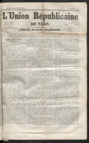 Union républicaine du Tarn (L’), 10 novembre 1849
