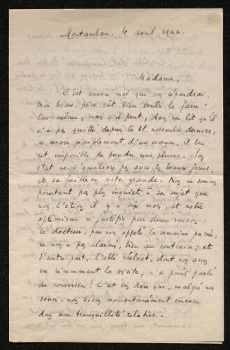 Lettre de M. Cézerac (gendre d'Antonin Perbosc) à Louisa Paulin, le 4 avril 1944