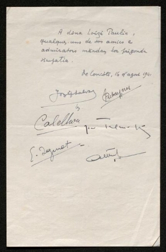 Lettre de Joseph Salvat à Louisa Paulin, le 16 août 1941