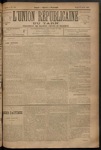Union républicaine du Tarn (L’), 23 août 1888