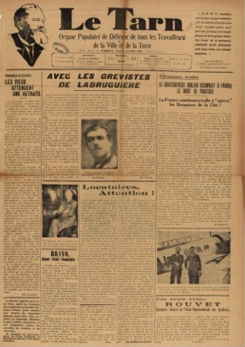 Tarn : Organe populaire de défense des ouvriers, paysans, artisans et petits commerçants (Le), n°15, 17 avril 1937