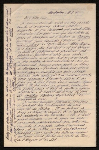 Lettre d'Antonin Perbosc à Louisa Paulin, le 31 mai 1941