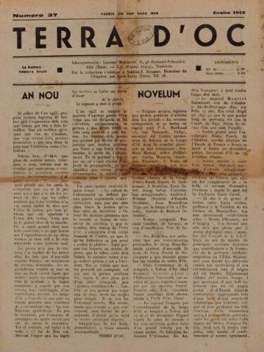 Terra d'Oc, n°37, janvier 1943