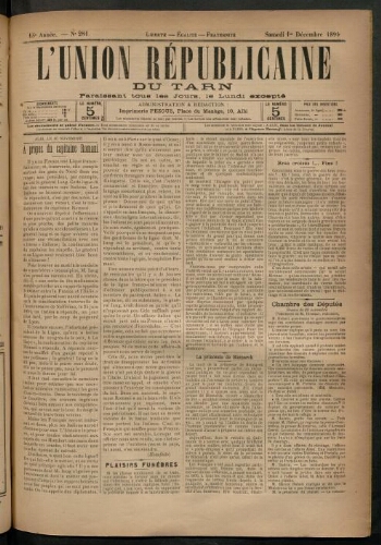 Union républicaine du Tarn (L’), 1 décembre 1894