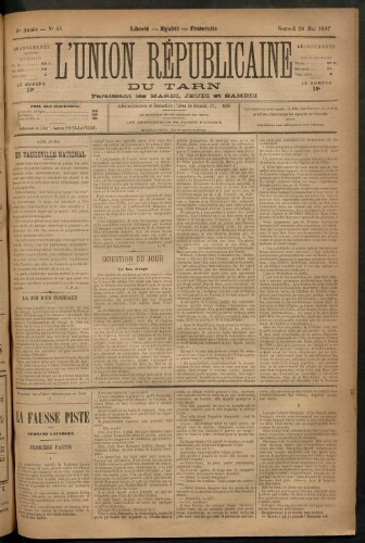 Union républicaine du Tarn (L’), 28 mai 1887