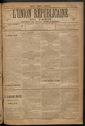 Union républicaine du Tarn (L’), 22 juin 1887