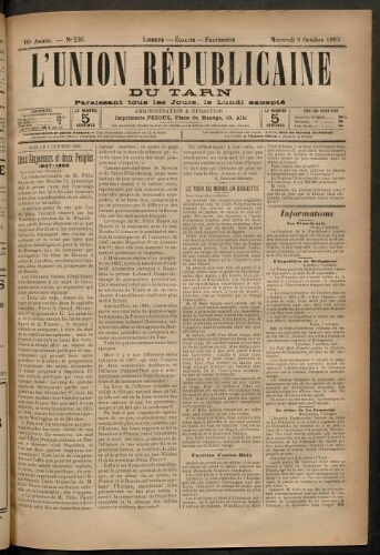 Union républicaine du Tarn (L’), 9 octobre 1895
