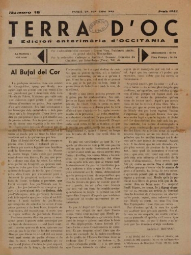 Terra d'Oc, n°18, juin 1941
