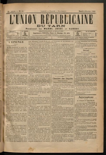 Union républicaine du Tarn (L’), 6 février 1900