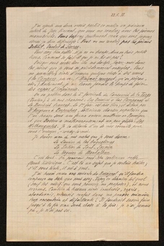 Lettre d'Antonin Perbosc à Louisa Paulin, le 23 mai 1938