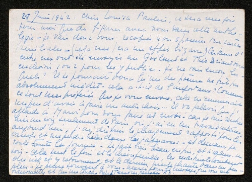 Lettre de Pascale Olivier à Louisa Paulin, le 28 juin 1942