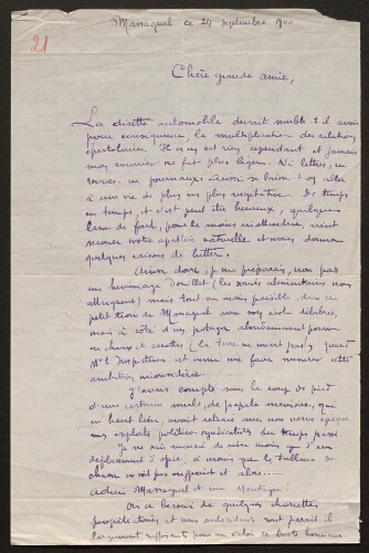 Lettre de René Rouquier à Louisa Paulin, le 24 septembre 1940