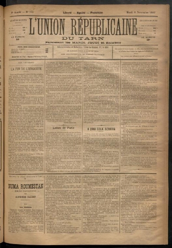 Union républicaine du Tarn (L’), 8 novembre 1887