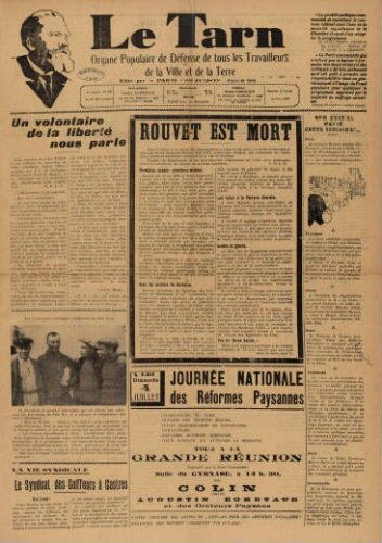 Tarn : Organe populaire de défense des ouvriers, paysans, artisans et petits commerçants (Le), n°26, 3 juillet 1937