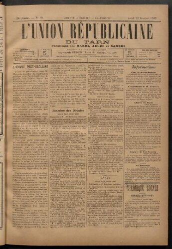 Union républicaine du Tarn (L’), 22 janvier 1903