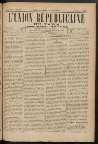 Union républicaine du Tarn (L’), 15 octobre 1904