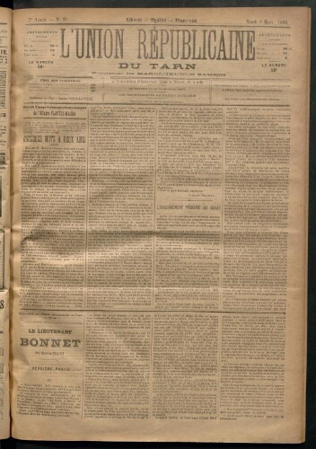 Union républicaine du Tarn (L’), 9 mars 1886