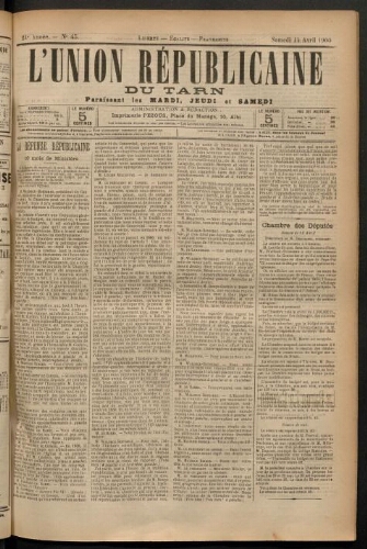 Union républicaine du Tarn (L’), 14 avril 1900