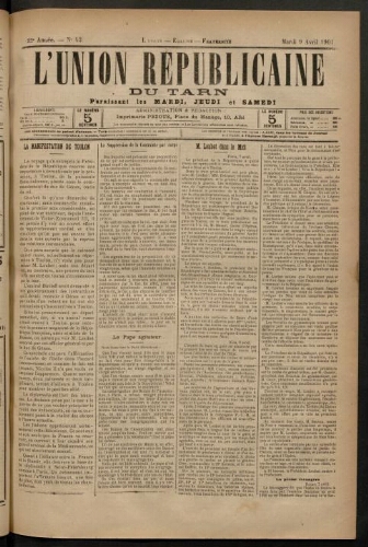 Union républicaine du Tarn (L’), 9 avril 1901