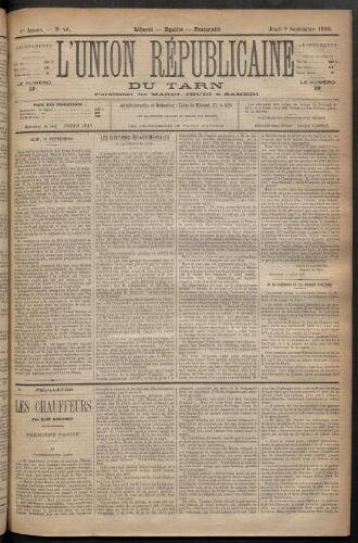 Union républicaine du Tarn (L’), 9 septembre 1880