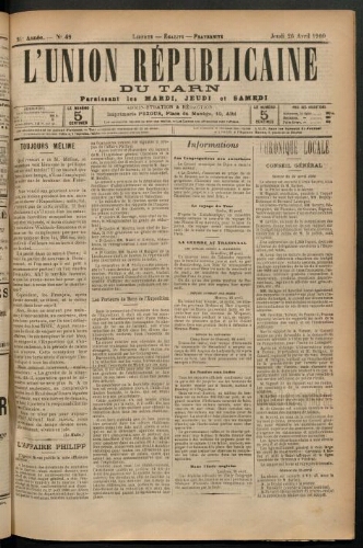 Union républicaine du Tarn (L’), 26 avril 1900