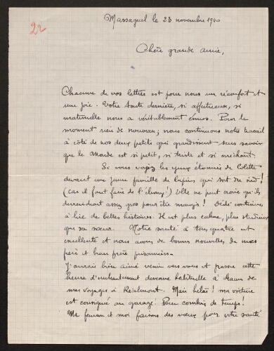 Lettre de René Rouquier à Louisa Paulin, le 23 novembre 1940