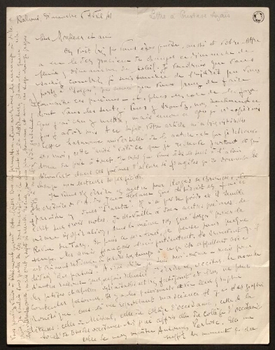 Lettre de Louisa Paulin à Gustave Azaïs, le 6 avril 1941