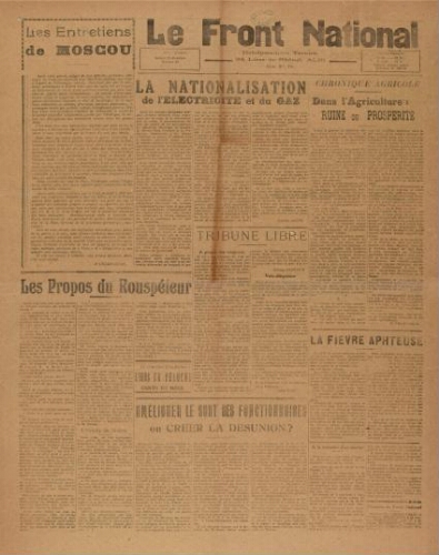 F.N. : hebdomadaire du Front national du Tarn, n°69, 22 décembre 1945