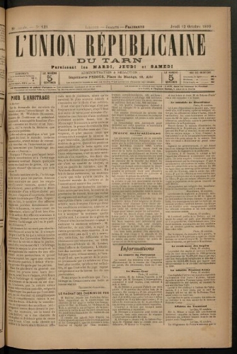 Union républicaine du Tarn (L’), 12 octobre 1899
