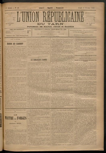 Union républicaine du Tarn (L’), 16 février 1888