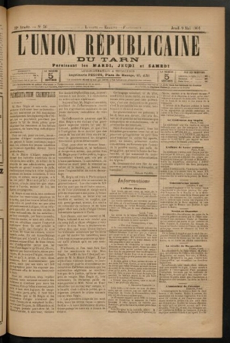 Union républicaine du Tarn (L’), 9 mai 1901