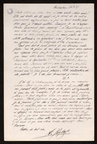 Lettre d'Antonin Perbosc à Louisa Paulin, le 30 et 31 août 1937
