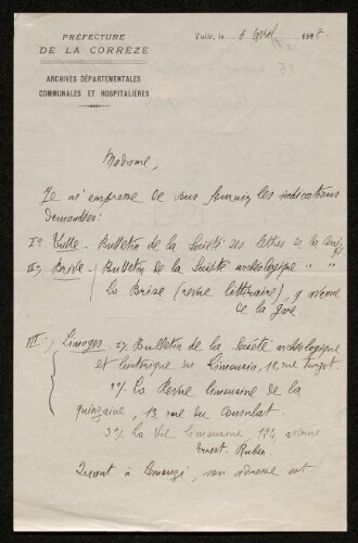 Lettre de Régis Rohmer à Louisa Paulin, le 6 avril 1928