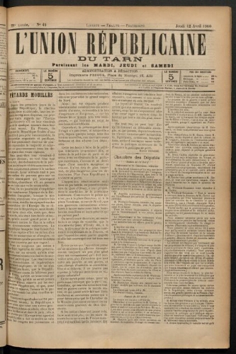 Union républicaine du Tarn (L’), 12 avril 1900
