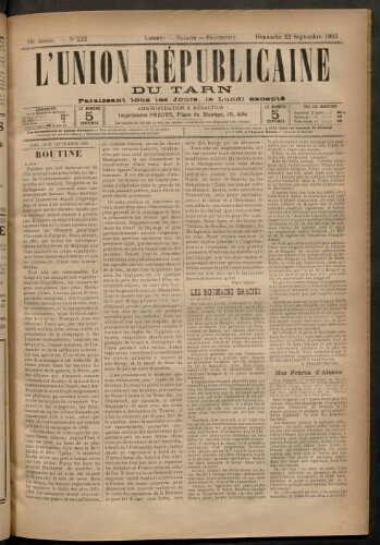 Union républicaine du Tarn (L’), 22 septembre 1895