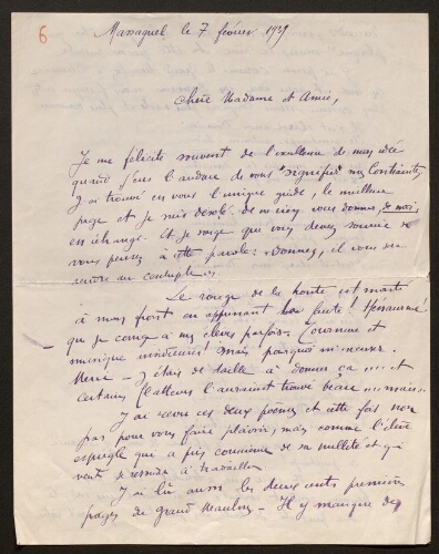 Lettre de René Rouquier à Louisa Paulin, le 7 février 1939