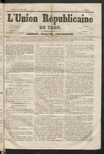 Union républicaine du Tarn (L’), 12 mai 1849