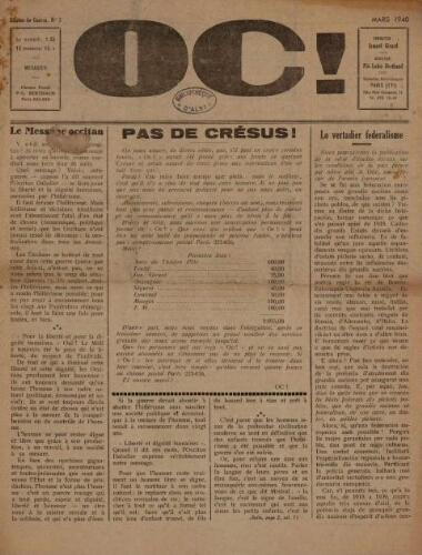 Oc ! : edicion de guerra, n°3, mars 1940