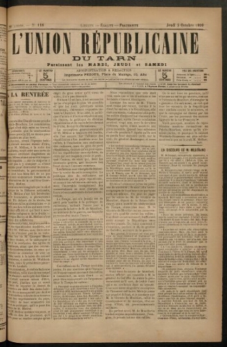 Union républicaine du Tarn (L’), 5 octobre 1899